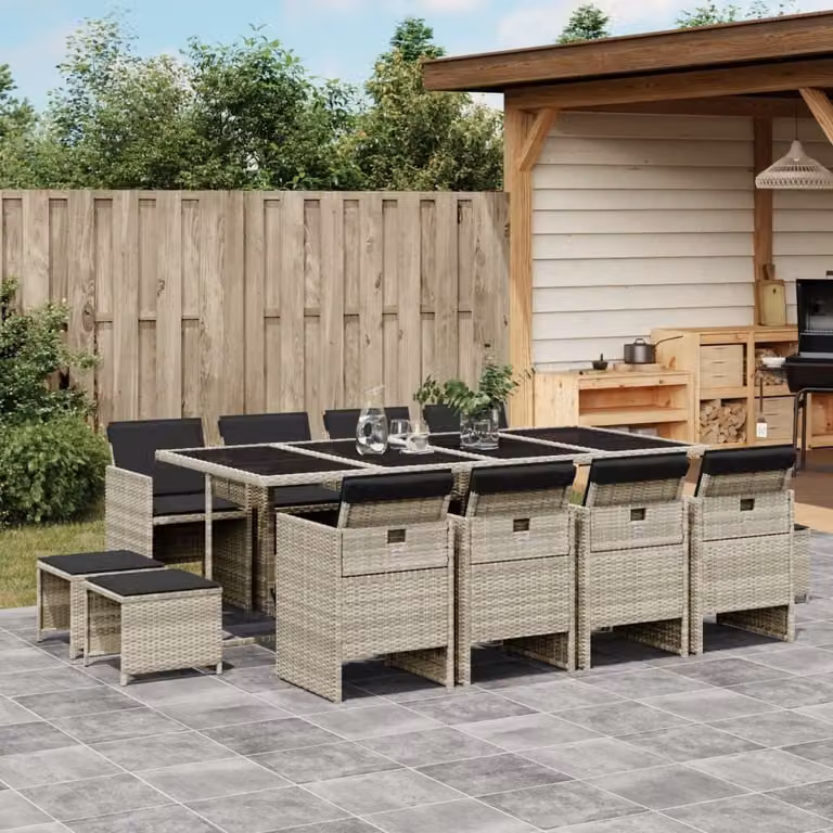 Maison Exclusive - Set da Pranzo da Giardino 13pz con Cuscini Grigio in Polyrattan