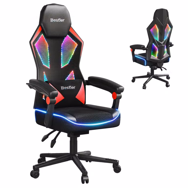 Sedia da ufficio ergonomica, sedia da scrivania, sedia da gaming, poltrona direzionale, sedia girevole, sedia da ufficio 150 kg, con poggiatesta regolabile e supporto lombare, rossa