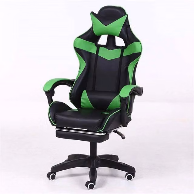 Sedia Poltrona da Ufficio e Gaming Trade Shop Traesio in Ecopelle Verde con Poggiatesta e Cuscino Lombare