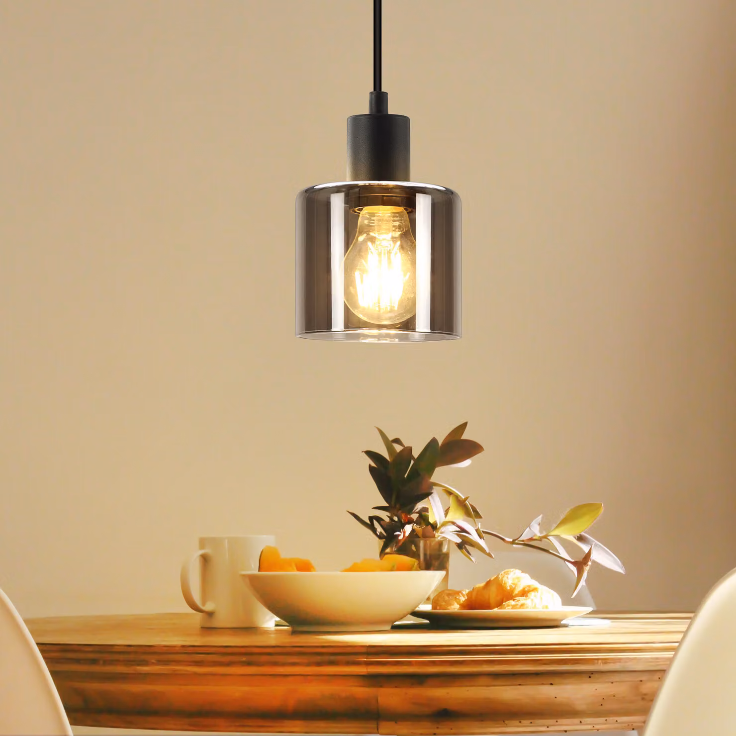 ZMH lampada a sospensione tavolo da pranzo in vetro nero 1 fiamma lampada a sospensione vintage E27 lampada a sospensione industriale rotonda per sala da pranzo soggiorno hotel ufficio