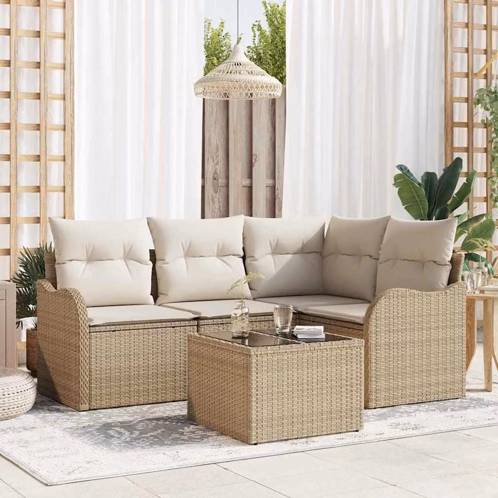 Maison Exclusive - Set Divano da Giardino 5 pcs Beige polyrattan