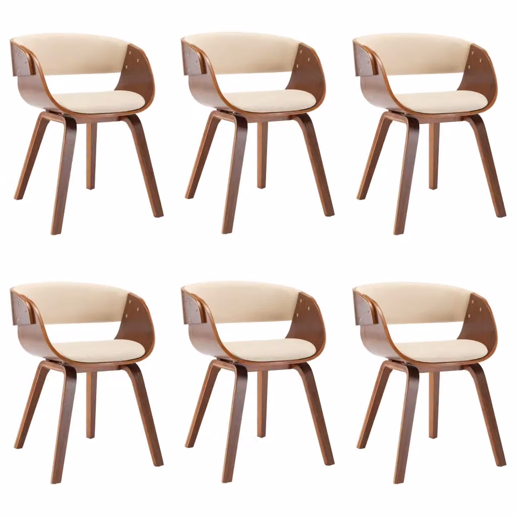Set di 6 sedie da pranzo vidaXL in legno e similpelle color crema e marrone per cucina e sala da pranzo – 2