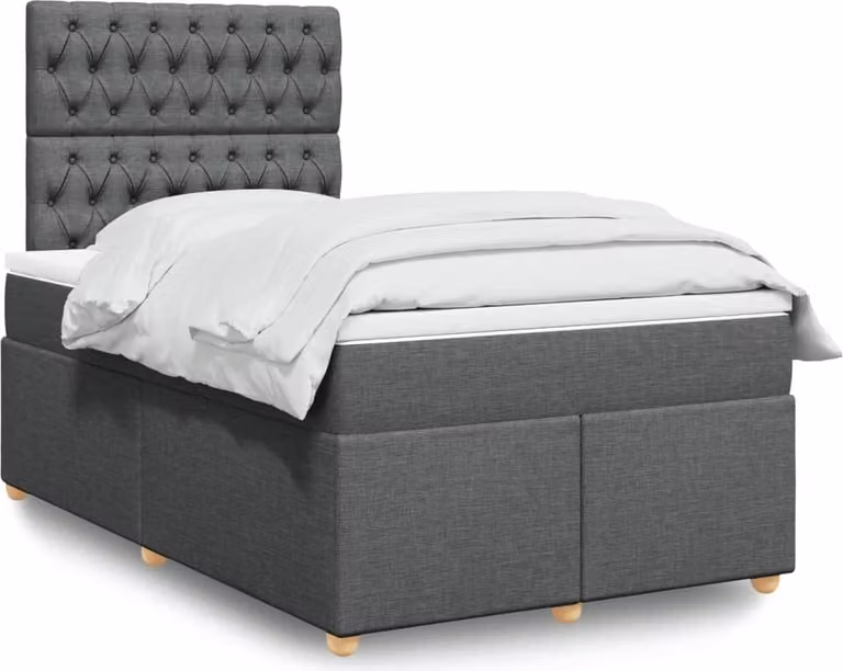Maison Exclusive - Giroletto a Molle con Materasso Grigio Scuro 120x190cm Tessuto