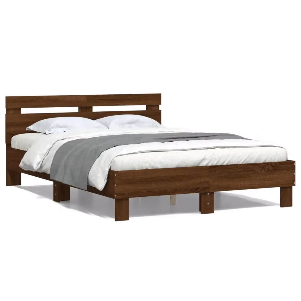 Letto con struttura in legno e doghe piatte vidaXL, colore marrone rovere, L/P/H: 120 x 200 cm – 2