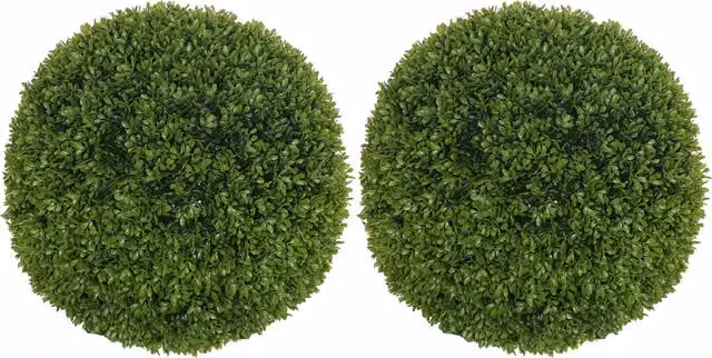 Set di 2 Piante Artificiali a Sfera di Bosso HOMCOM, Decorazioni Verdi per Interno ed Esterno, Diametro: 50 cm – 1