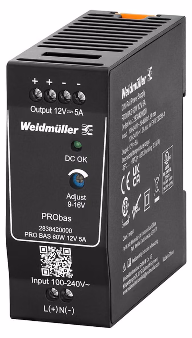 Weidmüller Alimentatore 12 V CC PRO BAS 60 W 12 V 5 A 2838420000