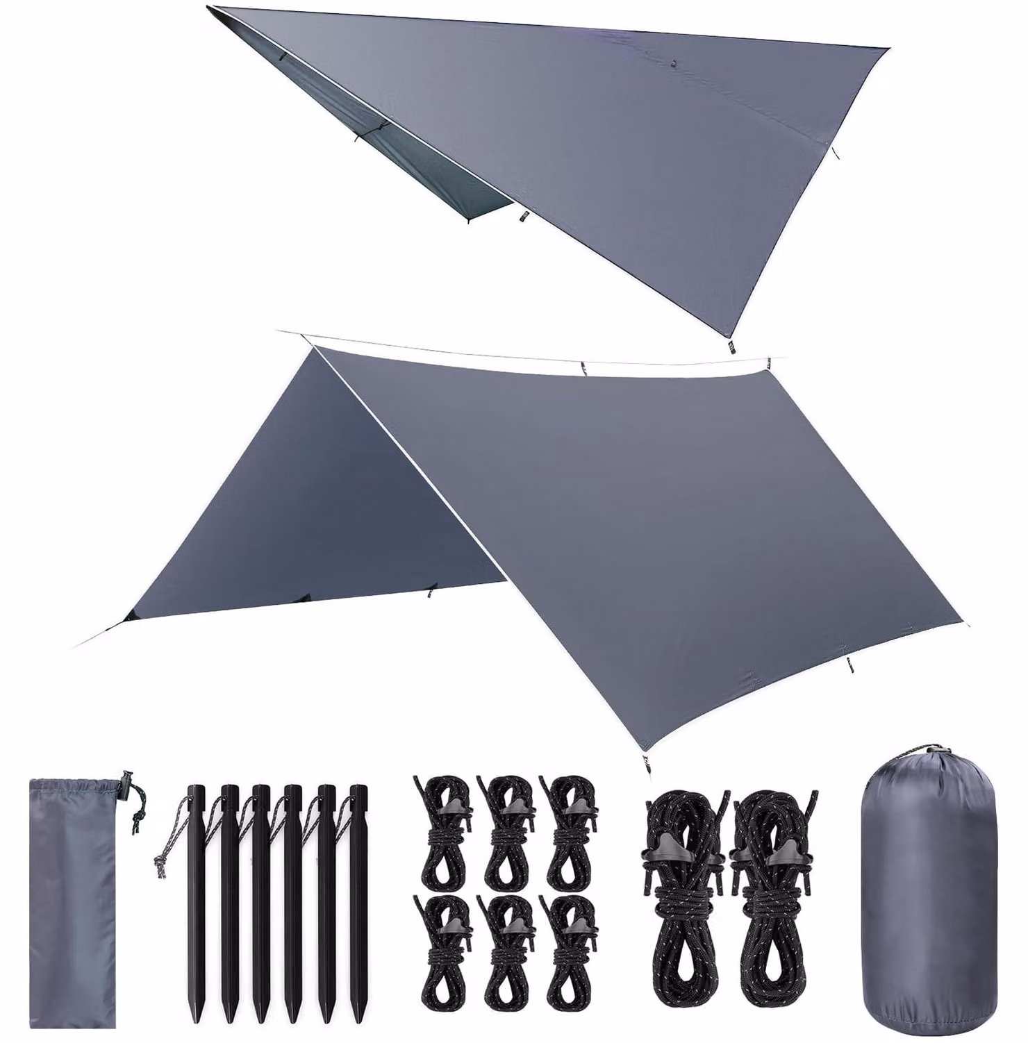 Omgoods - Telo impermeabile 3 x 3 metri - Corda leggera per tenda con 9 occhielli
