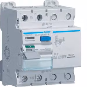Interruttore differenziale Hager 1P+N 10 kA 25 A 30 mA tipo B+ CDB525D