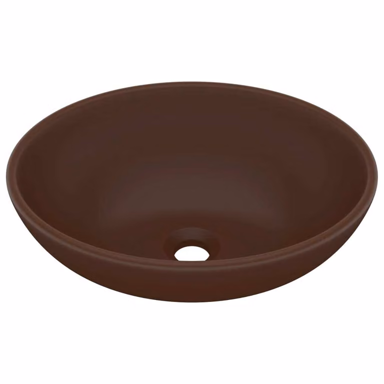 Lavandino Lusso Ovale Marrone Scuro Opaco 40x33 cm in Vetroceramica