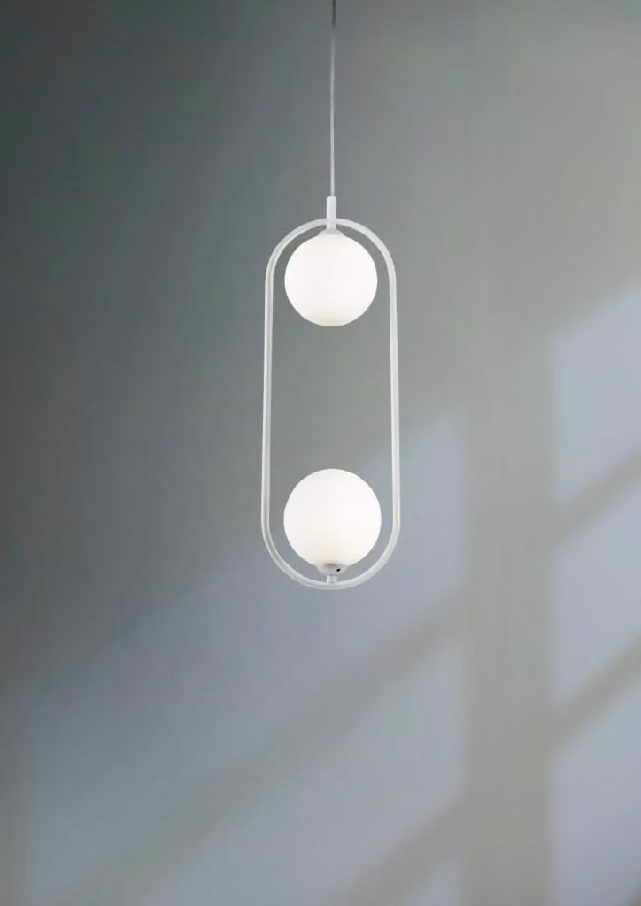 Lampada a sospensione Ring GIORDANOSHOP in metallo e vetro bianca – 2