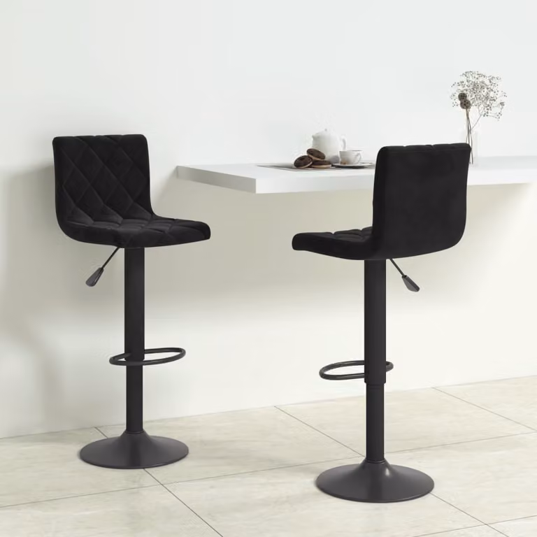 Set di 2 sgabelli da bar vidaXL in velluto nero con base girevole a 360 gradi