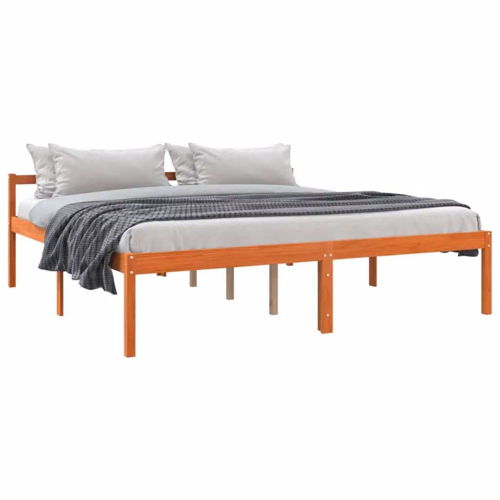 Struttura del letto moderna vidaXL in pino massello marrone cerato L/P: 180 x 200 cm – 2