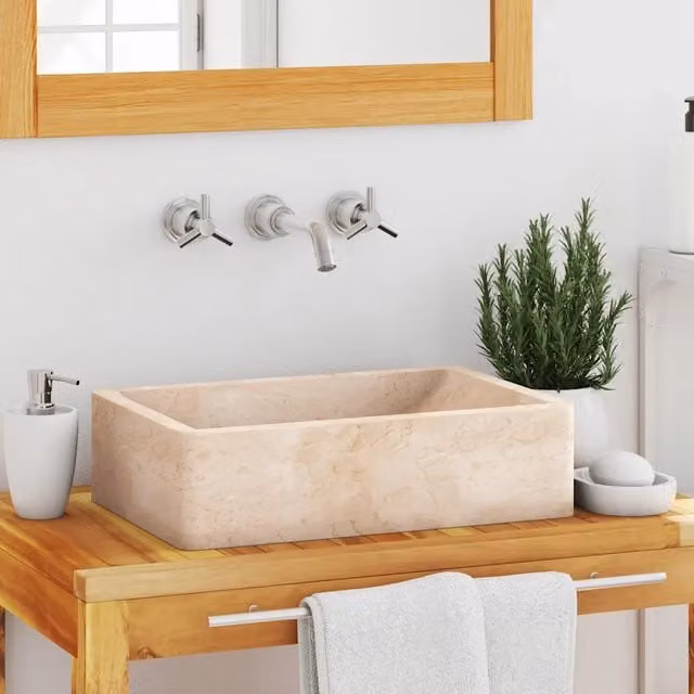Lavello in marmo lucido beige vidaXL L/P/H: 45 x 30 x 12 cm