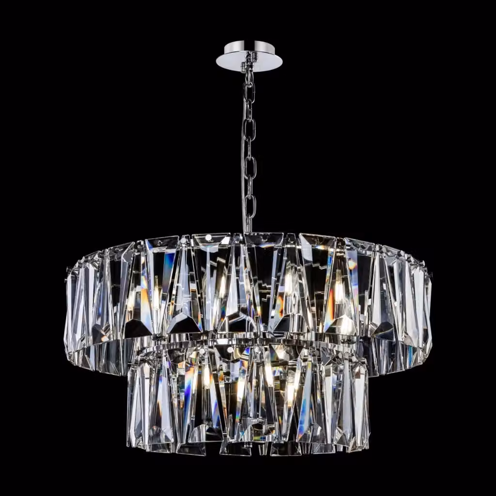 Lampada pendente moderna GIORDANOSHOP in metallo e cristallo trasparente con finitura cromata – 2