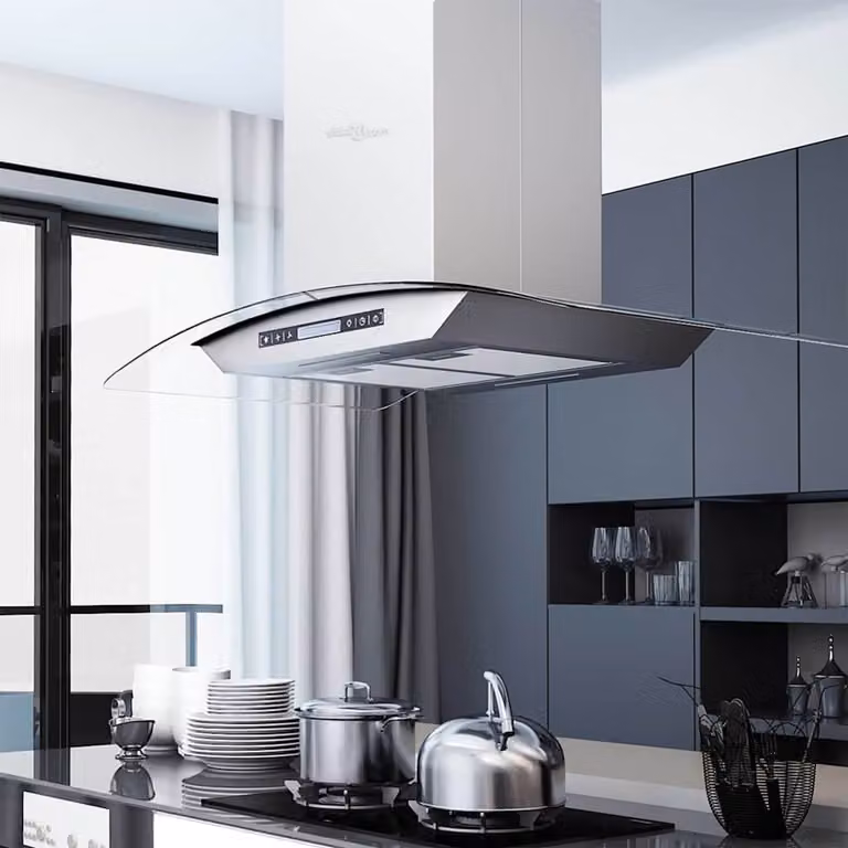 Cappa a Isola vidaXL da 90 cm in Argento con Display LCD, Sensore Touch e Aspirazione da 756 m³/h