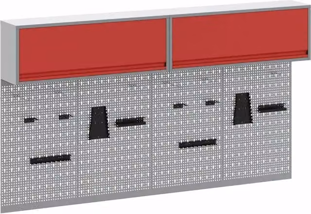 Set di 6 armadi per attrezzi con scaffale in acciaio Rosso e Grigio CFW7640507 con montaggio a parete