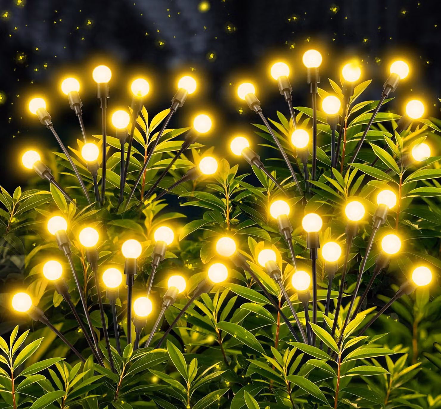 Set di 4 luci solari da giardino, con 10 LED, luce bianco caldo, grado di protezione IP65