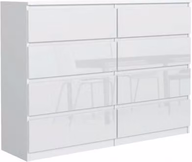 Comodino, 8 cassetti, bianco, 120 x 101 x 39 cm
