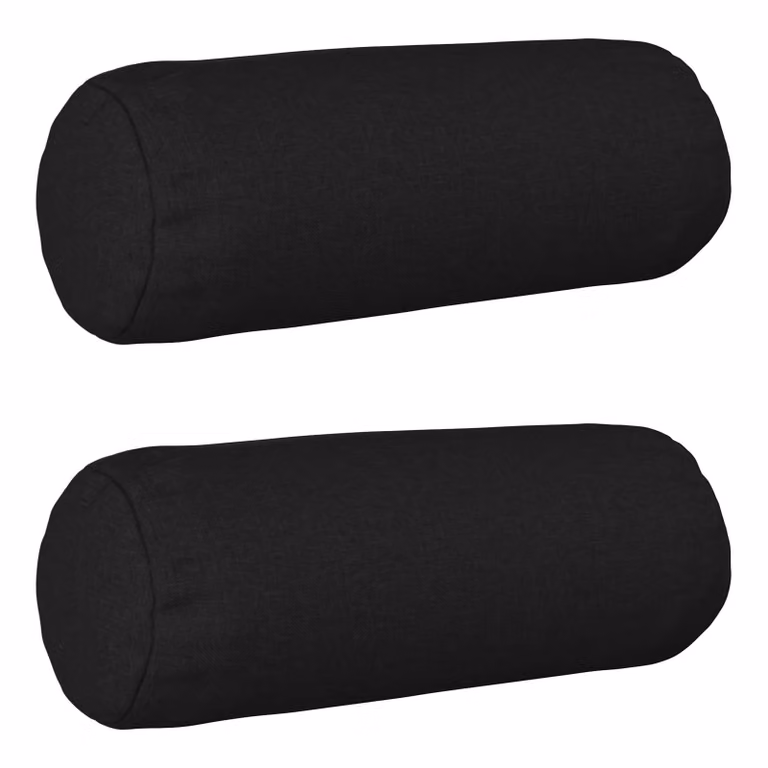 Set di 2 cuscini rotondi HEERLEN vidaXL in tessuto nero con rivestimento lavabile e rimovibile