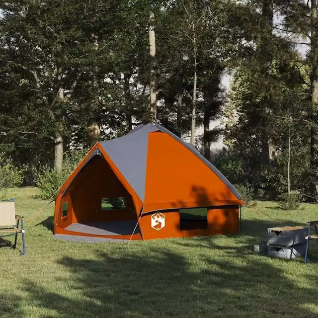 Tenda Teepee vidaXL per 6 persone, Grigio e Arancione – 1
