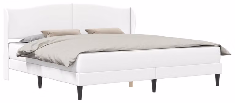 Struttura letto con testiera, bianca, 180 x 200 cm, in ecopelle