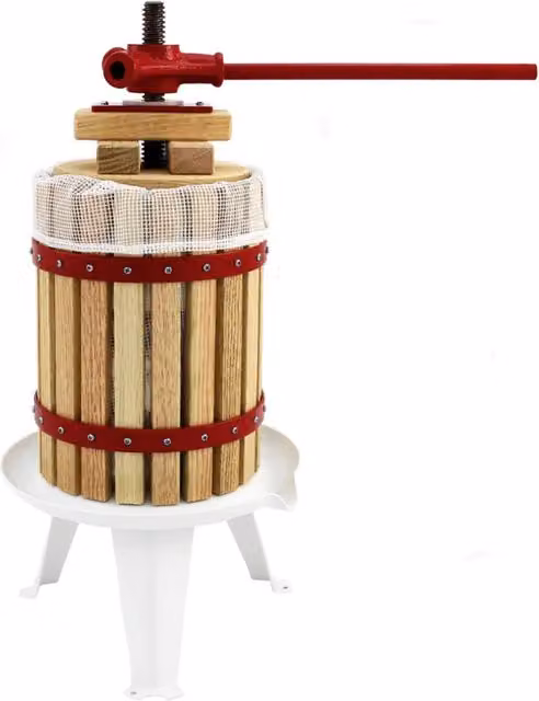 Pressa per frutta KuKoo multicolore in acciaio inossidabile, legno e nylon con impugnatura ergonomica per la produzione di succo, sidro e vino