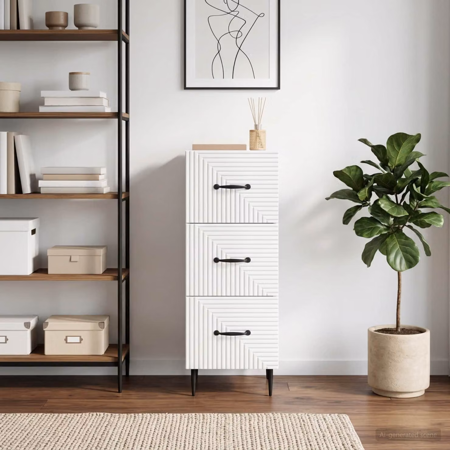 Mobile con cassetti vidaXL Bianco Lucido L: 33 cm, P: 34,5 cm, H: 89,5 cm