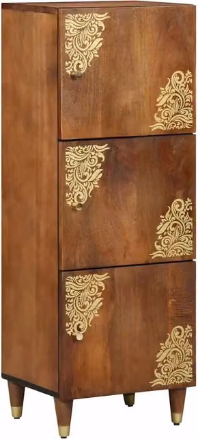Credenza moderna vidaXL in legno di mango massello marrone e oro L/P/H: 40 x 33 x 110 cm