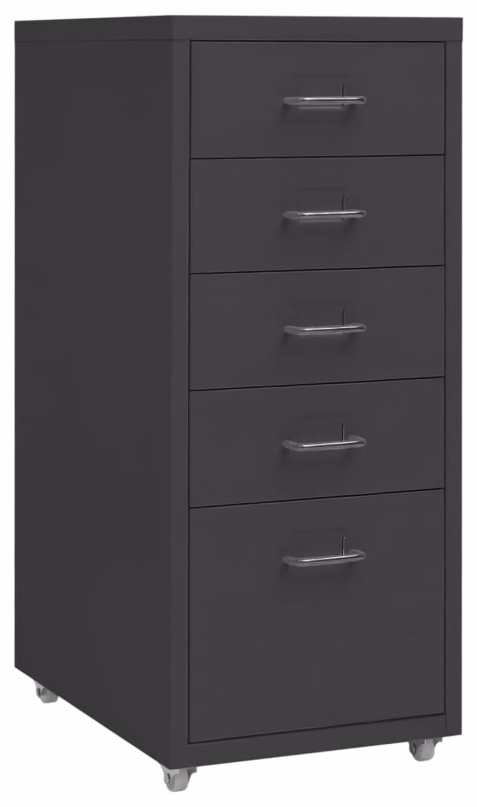 Armadio metallico antracite con 5 cassetti, porta etichette, dimensioni 28x41x69 cm, con ruote, mobiletto portaoggetti per ufficio