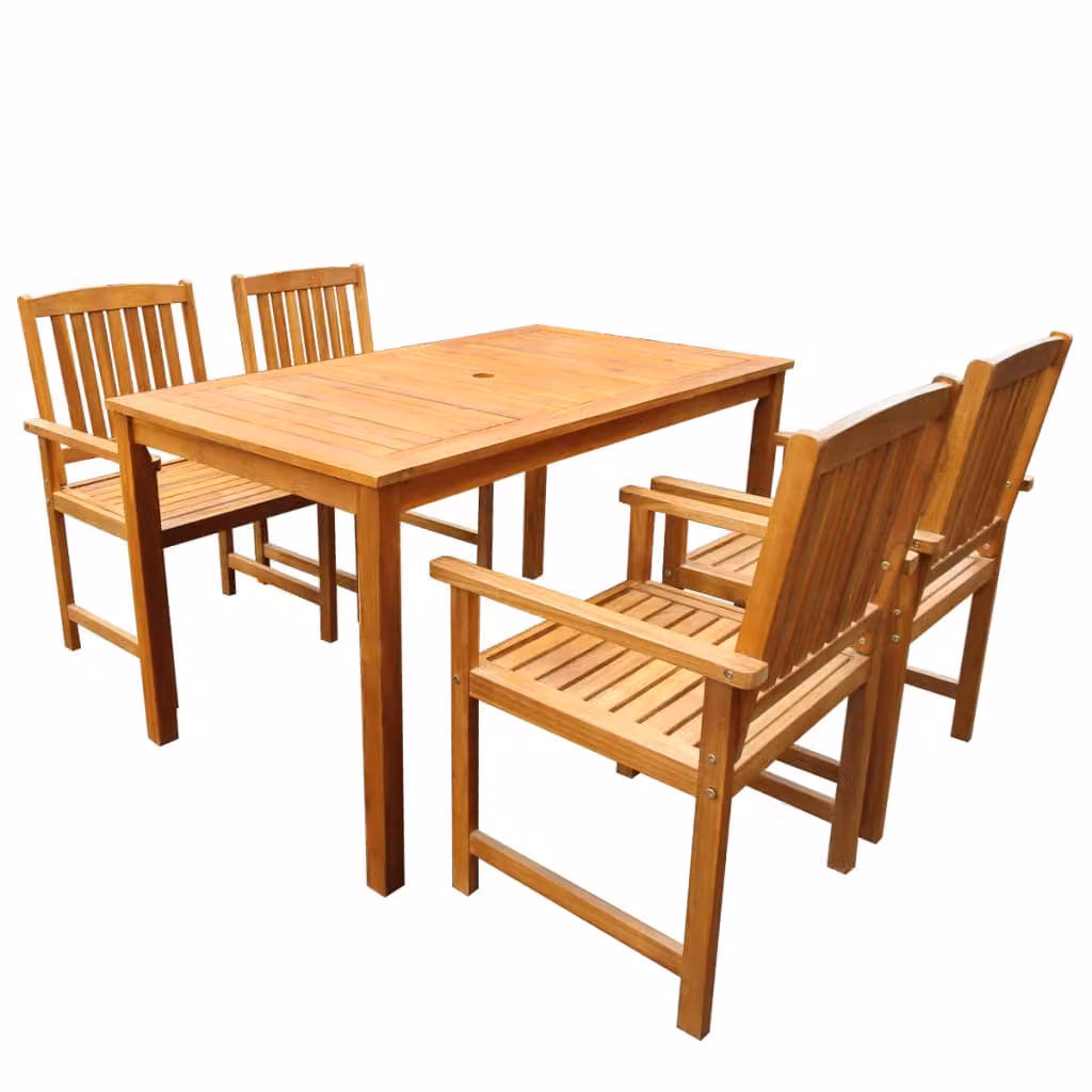 Set da pranzo da giardino vidaXL in legno di acacia marrone, 5 pezzi