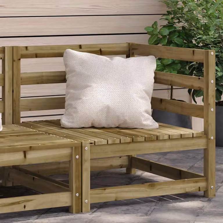 Divano Angolare da Giardino vidaXL in Legno di Pino Impregnato Marrone e Beige L/P/H: 70 x 70 x 67 cm