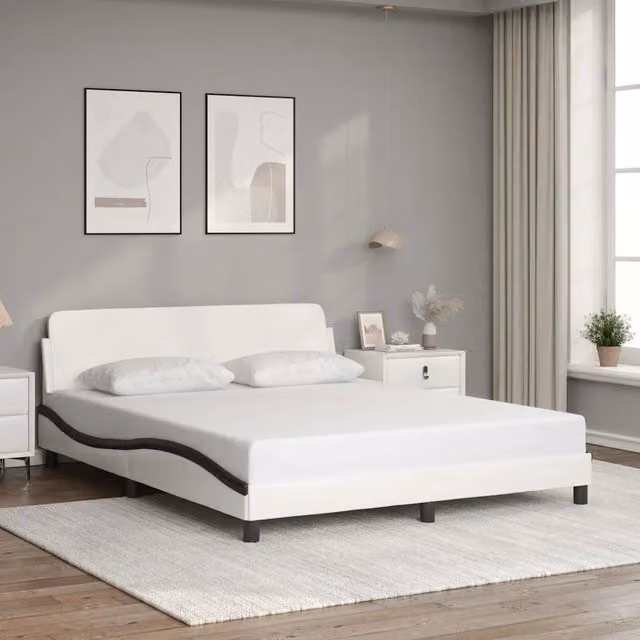 Letto con giroletto Dover vidaXL in similpelle nero e bianco L/P/H: 218 x 160 x 74,5 cm – 1