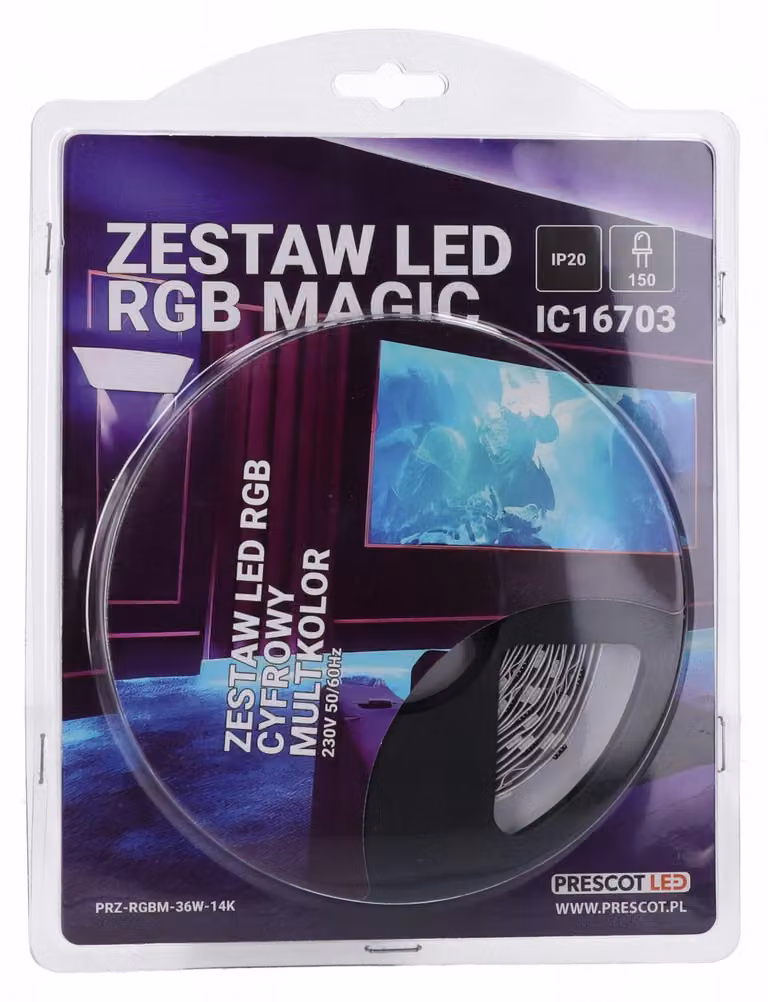 Kit di strisce LED Prescot RGB Magic, 5 metri, 36W, con telecomando