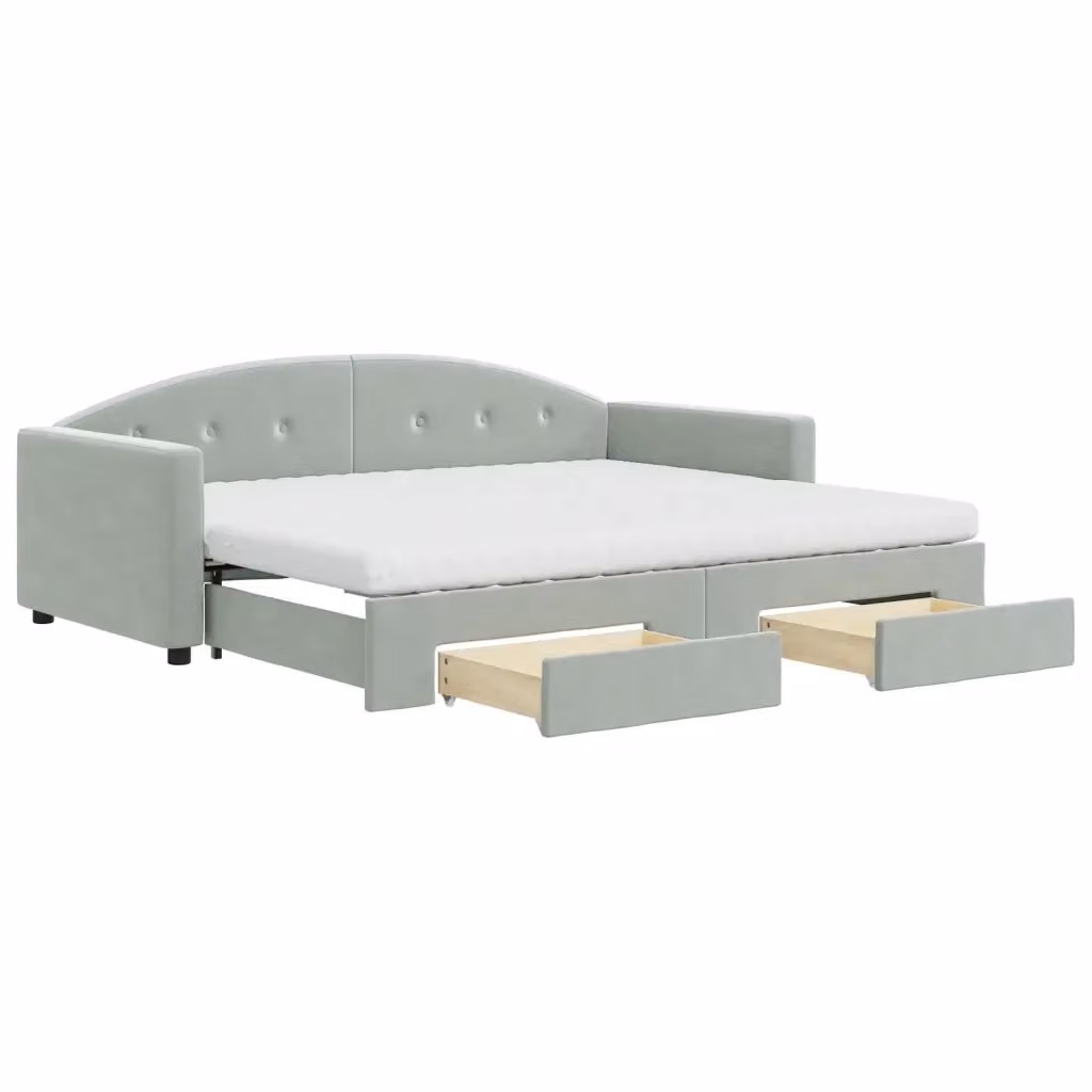 Divano Letto Estraibile con Cassetti vidaXL in Velluto Grigio 90x190 cm – 2