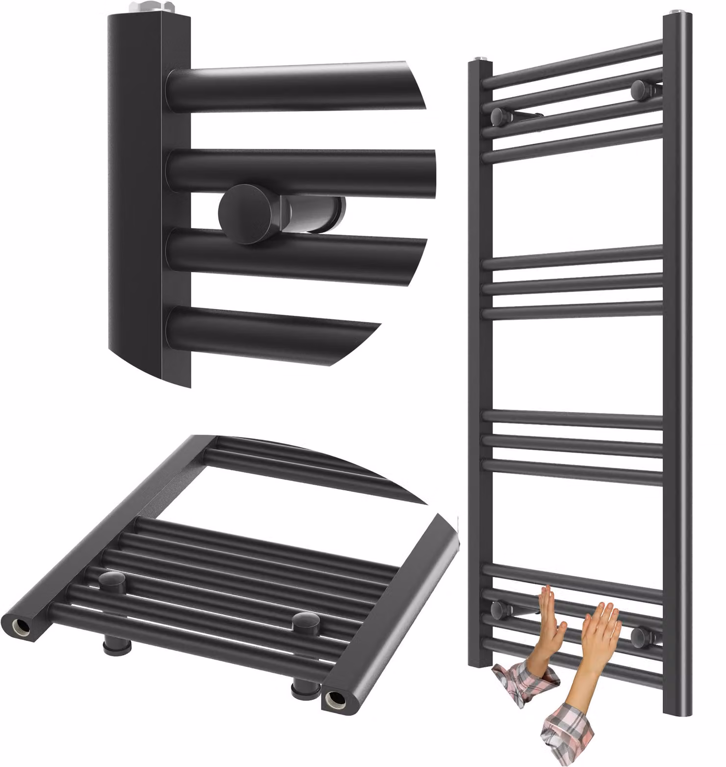 Granitan - Radiatore da bagno - Scaldasalviette - 50x100 cm - Nero - Scaldasalviette - BRENO