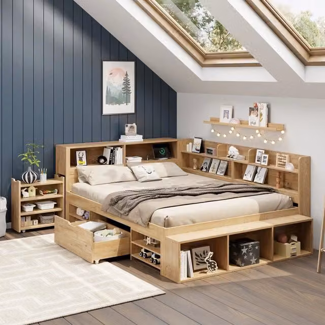 Letto Contenitore per Bambini con Cassetti, Comodino e Rete ¨C MINIMAL ¨C 140x200, Naturale