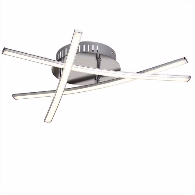 Plafoniera LED Trekant Monzana bianca e argento, design moderno quadrato, L 45 cm x P 45 cm x H 9 cm