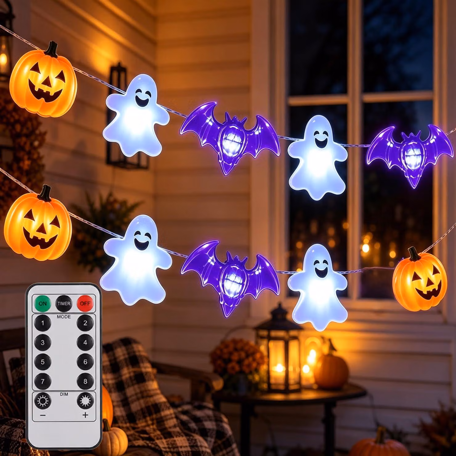 Catena luminosa a LED a tema Halloween, tridimensionale, con 30 LED, lunghezza 3 metri, alimentata a batteria