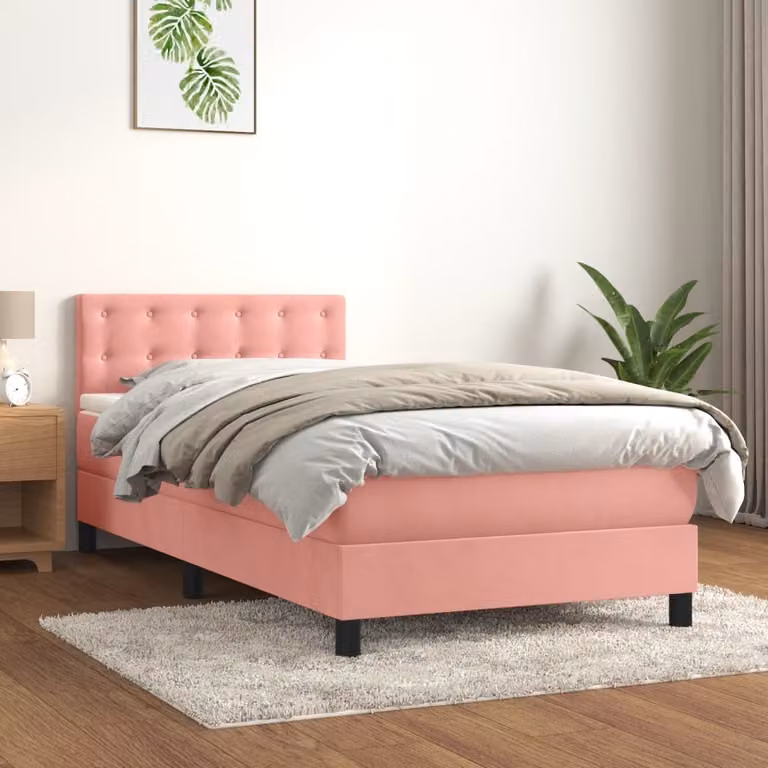 Maison Exclusive - Giroletto a Molle con Materasso Rosa 80x200 cm in Velluto