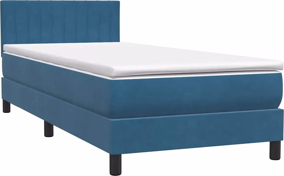 Giroletto a Molle con Materasso Blu Scuro 80x220 cm Velluto