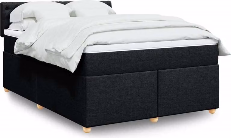 Maison Exclusive - Giroletto a Molle con Materasso Nero 140x200 cm in Tessuto
