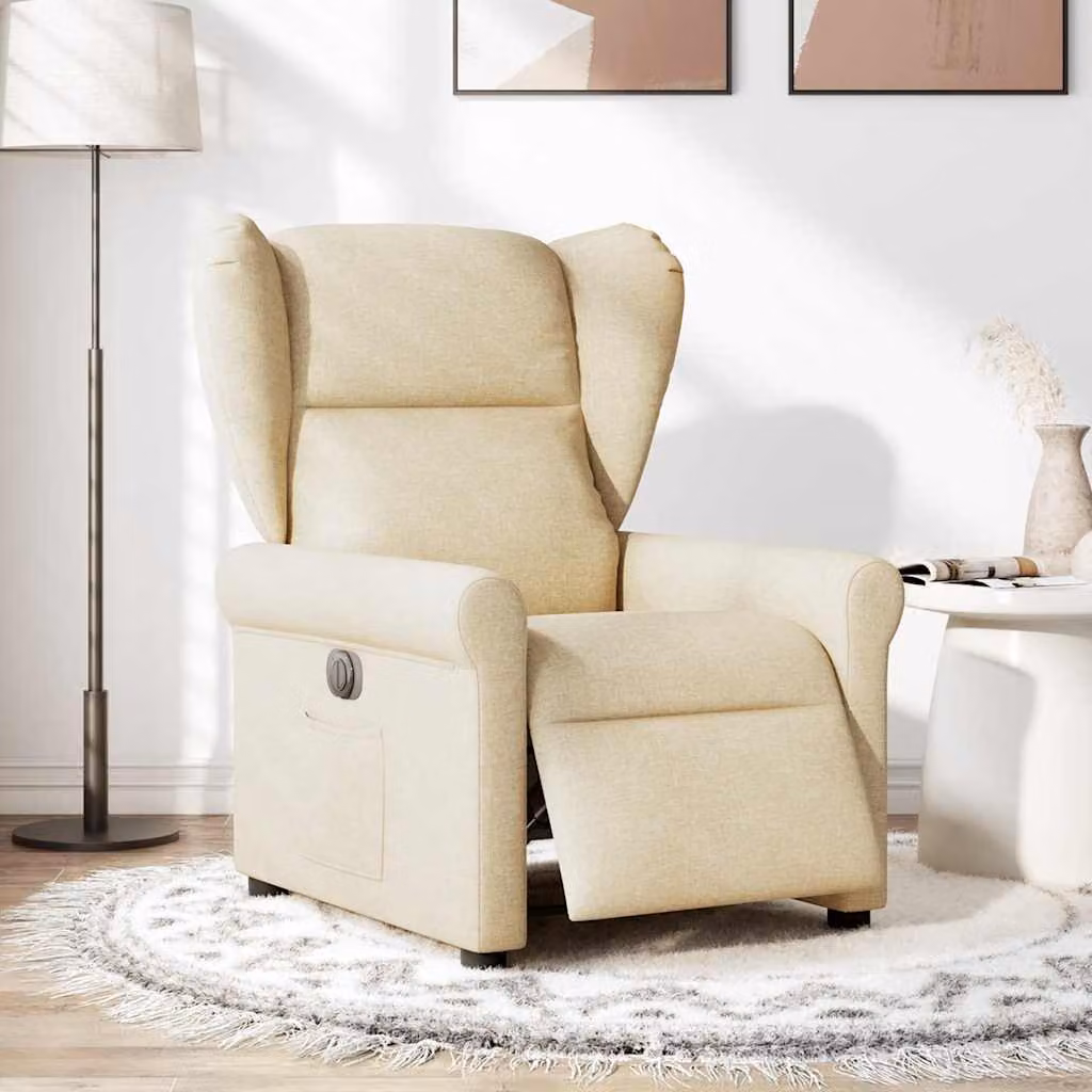 vidaXL Poltrona Elettrica Reclinabile Crema in Tessuto