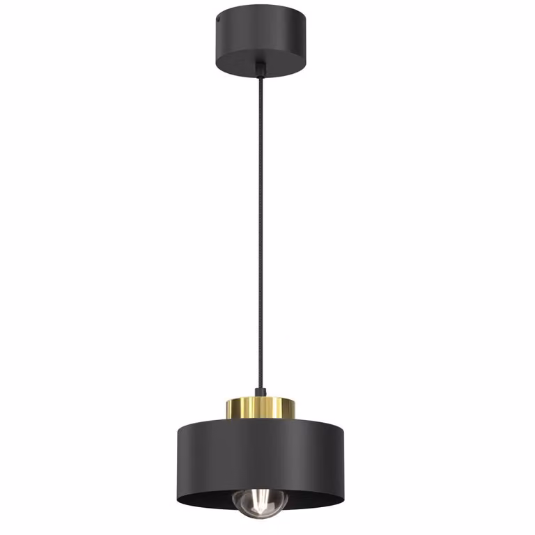 Marti 1xE27 15W Luminex lampada a sospensione nera opaca con elemento lucido dorato