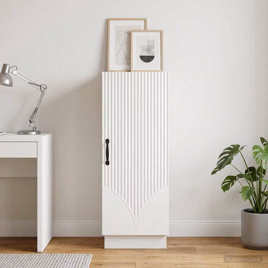 Credenza moderna vidaXL in legno ingegnerizzato bianco L: 33 cm, P: 34,5 cm, H: 87 cm