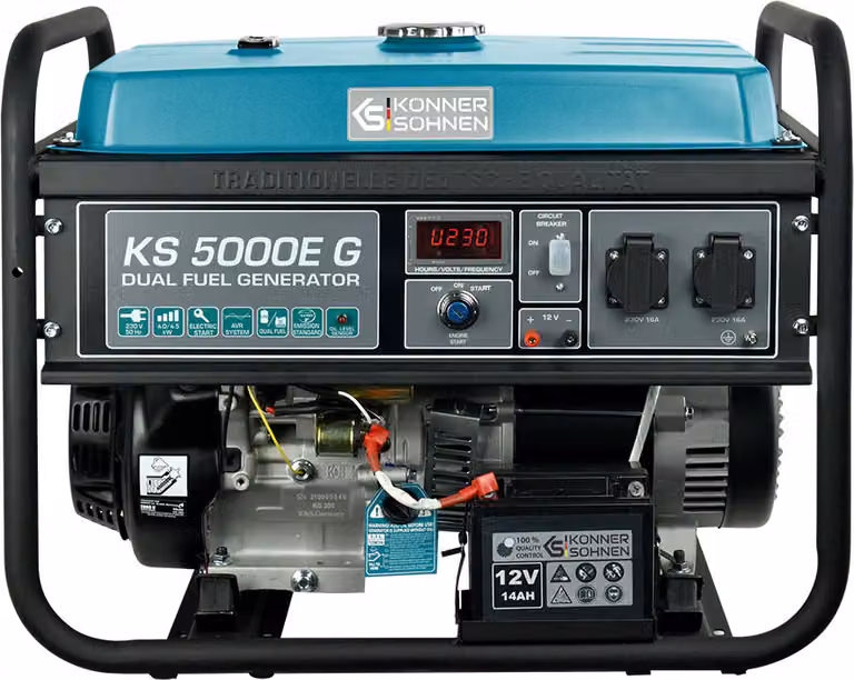 generatore a gas e benzina da 4500 W Generatore di corrente KS 5000E G 2x16A