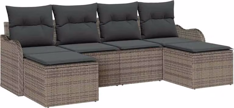 Set Divano da Giardino 6 pcs Grigio polyrattan