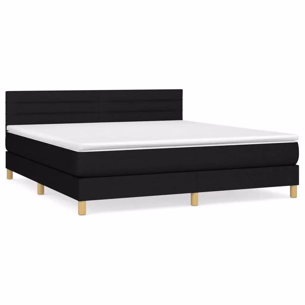 Letto Ibrido con Giroletto a Molle e Materasso vidaXL in Tessuto Nero e Bianco L/P/H: 160 x 200 x 88 cm – 2