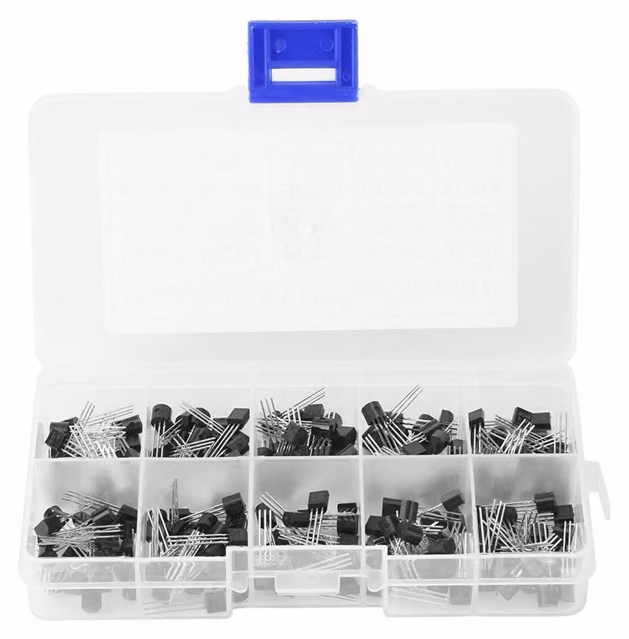 Assortimento di transistor: 200 pezzi, 10 valori, modelli BC327–BC558, PNP/NPN