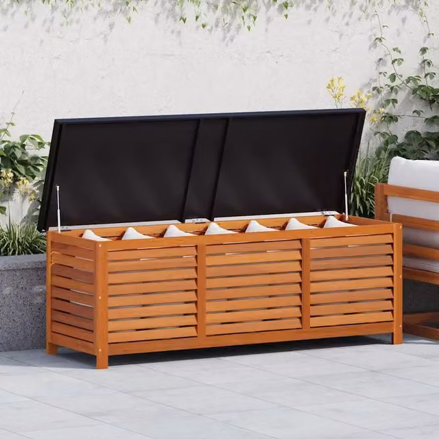 Cassapanca da giardino vidaXL in legno oliato marrone e nero L/P/H: 150 x 50 x 55 cm – 1