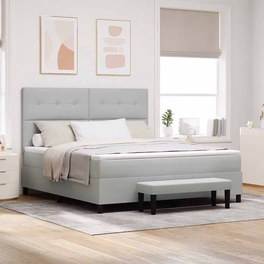 Letto a molle con materasso vidaXL in velluto grigio, L: 180 cm, P: 200 cm – 1